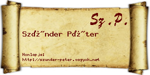 Szünder Péter névjegykártya