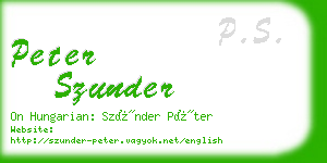 peter szunder business card
